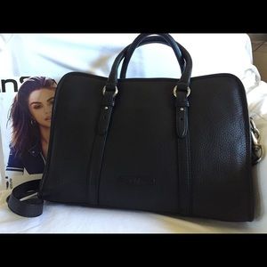 Black leather Cole Haan laptop bag